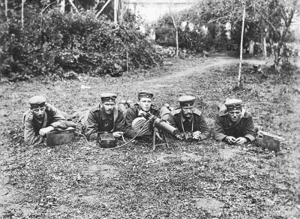 A five-man German machine gun crew. All were killed at Zonnebeke, Belgium on 4th October, 1917.